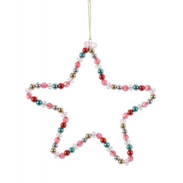 Χριστουγεννιάτικο Μεταλλικό Αστέρι με Χάντρες (17cm)